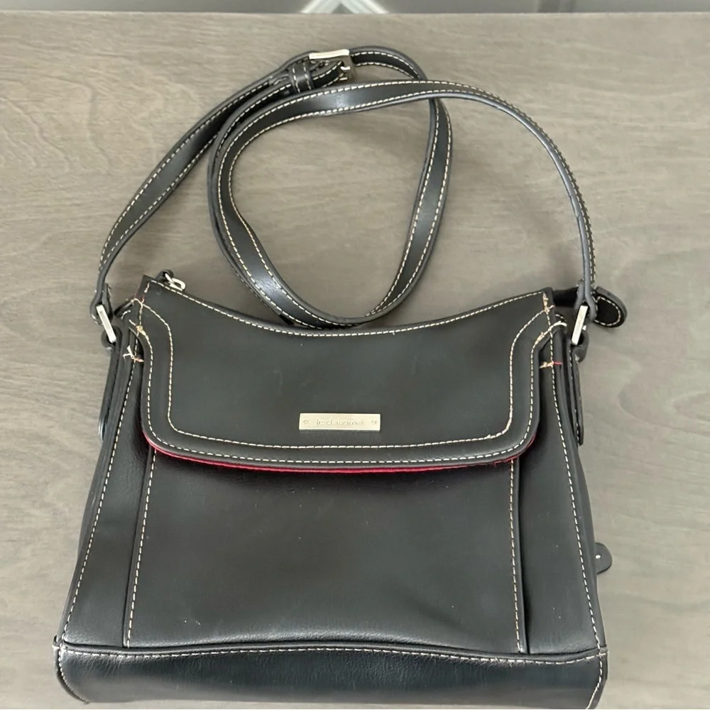 Liz Claiborne Black Leather Shoulder Strap Women's Handbag